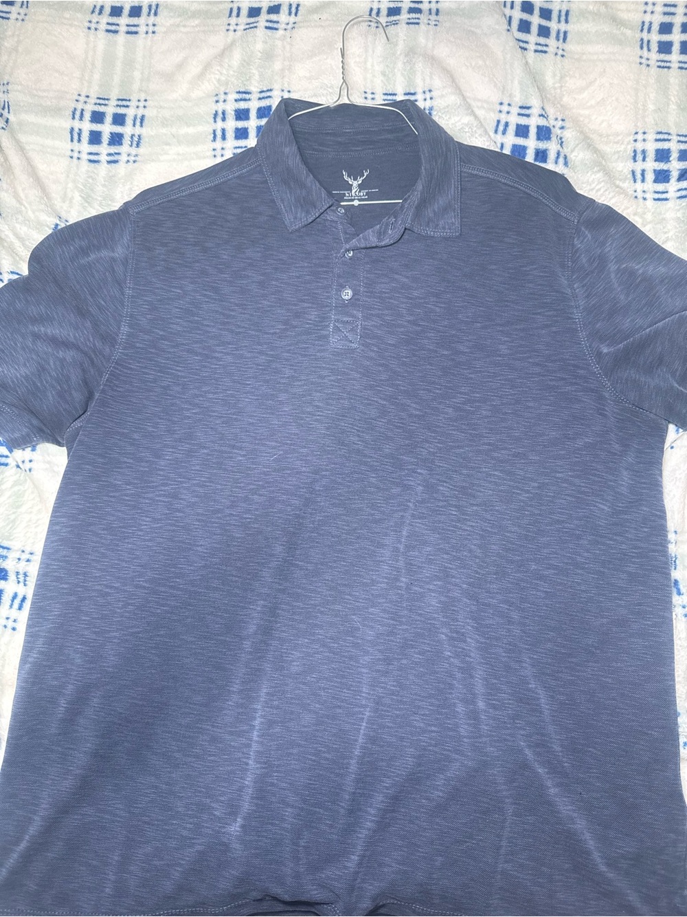 Men's Heather Navy Polo Shirt with Subtle Texture